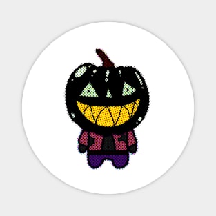 Black Zombie Pumpkin Man of Halloween with Scary Face Magnet